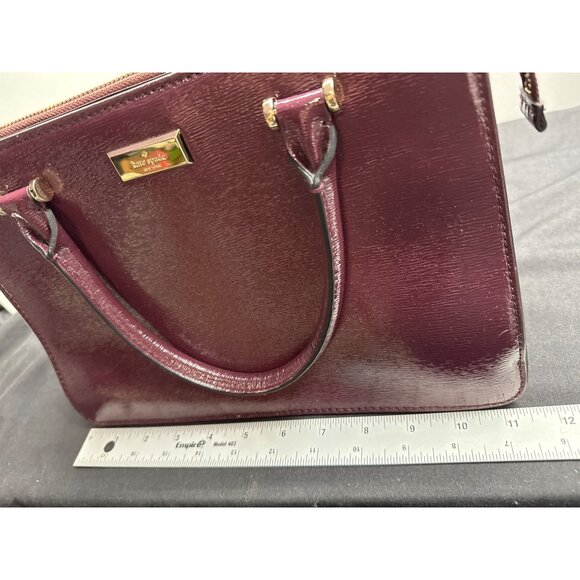 Kate Spade Lise Bixby Place Bag in Mulled Wine Patent Leather Berry Satchel Bag - Picture 3 of 15